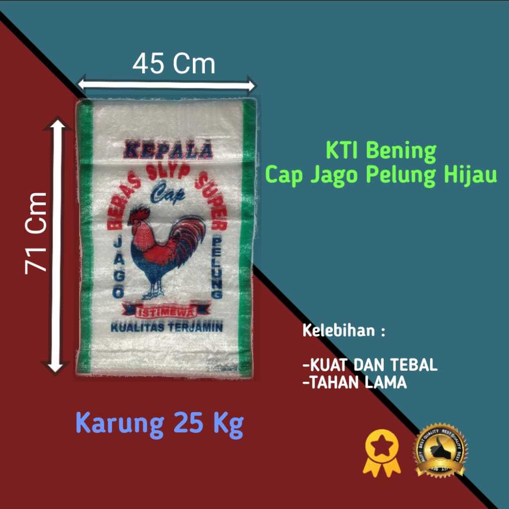 Jual Karung Beras 25 Kg KTI Bening Cap Jago Pelung Per 50 Lembar