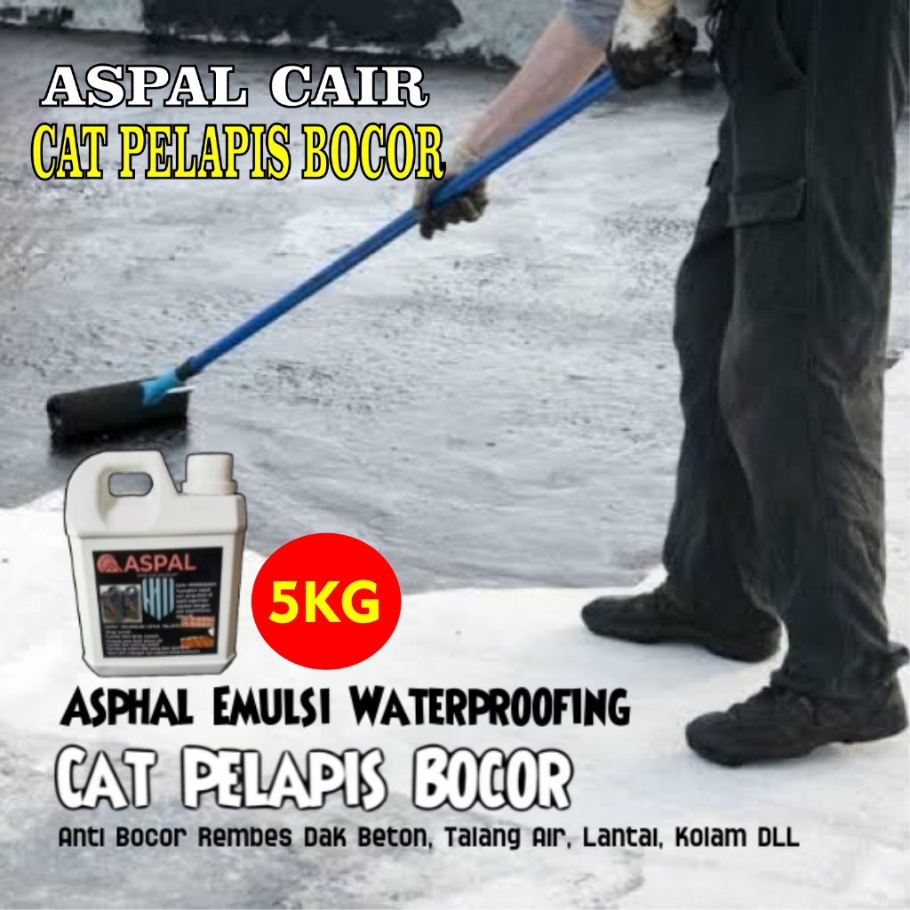 Jual ASPAL CAIR UNTUK DAK BETON ATAP RUMAH REMBES DAN BOCOR KEMASAN 5KG