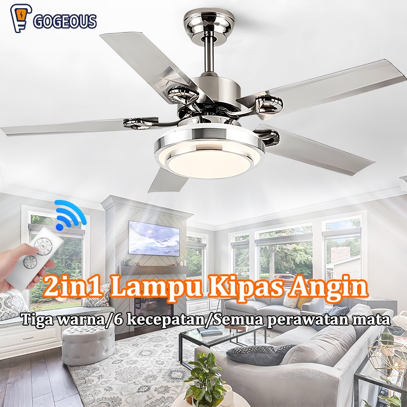 Jual COD Lampu Kipas Angin Gantung Plafon Ruang Tamu Mewah Kipas Lampu