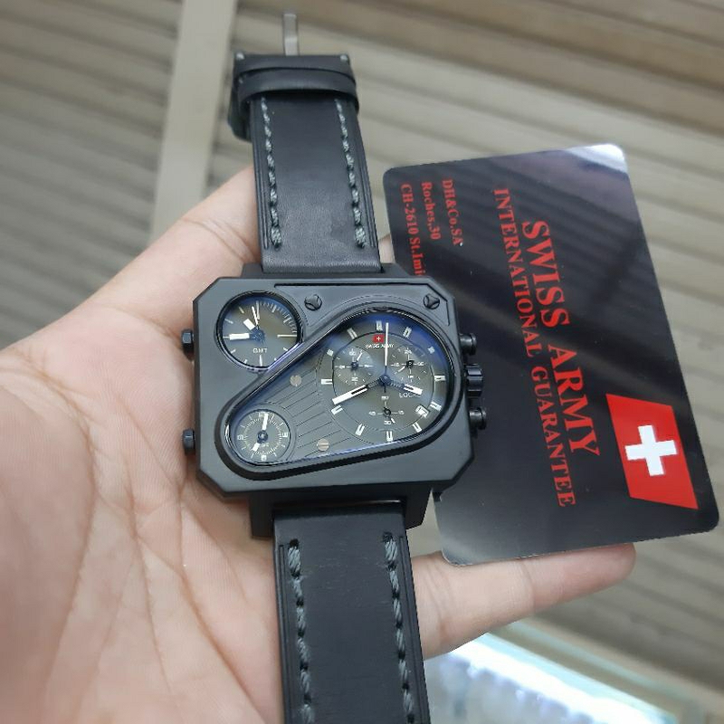 Jual Jam Tangan Pria Swiss Armi SA HC8918 HC 8918 Leather Strap Triple