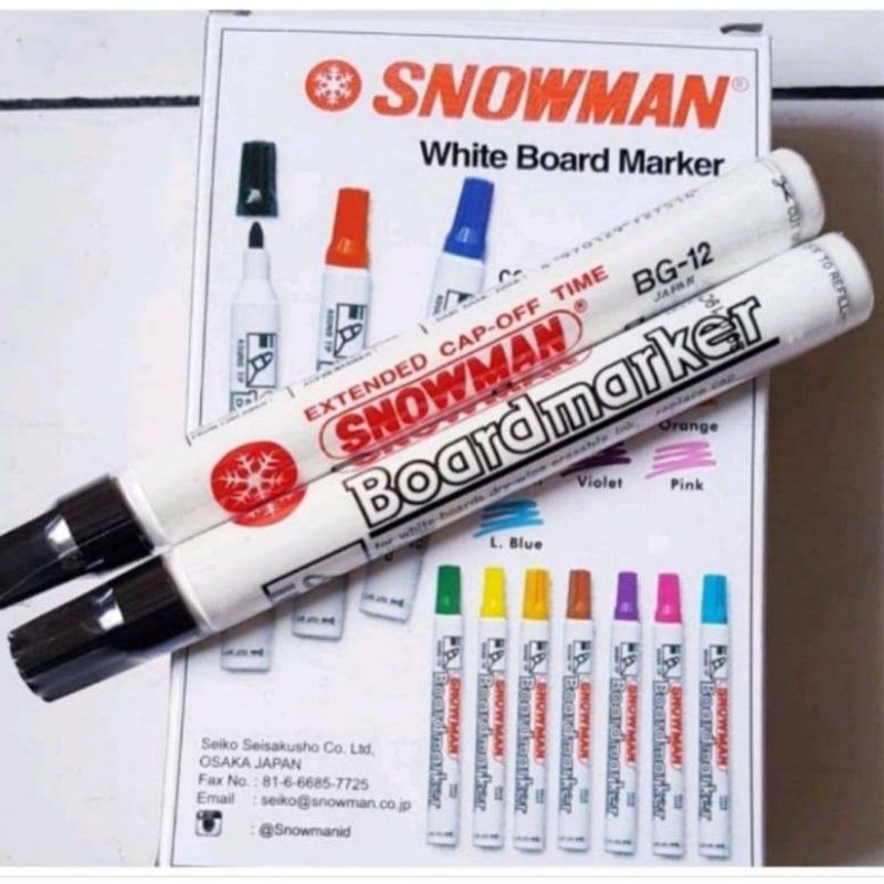 Jual Spidol Whiteboard Papan Tulis Snowman Per Pack Isi Pcs Hitam