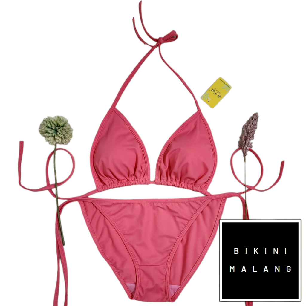 Jual Bikini Bf Tali Samping Warna Pink Salem Tanpa Kawat Ada Busa