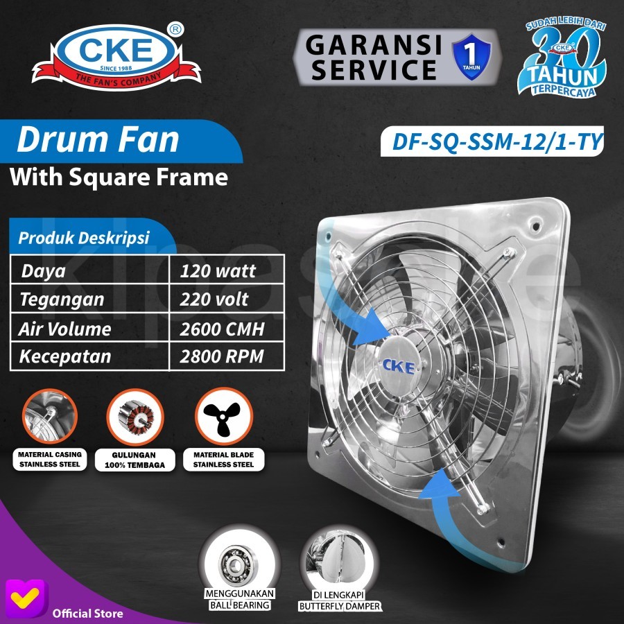 Jual Cke Exhaust Fan Stainless Inch Df Sq Ssm Ty Duct Booster