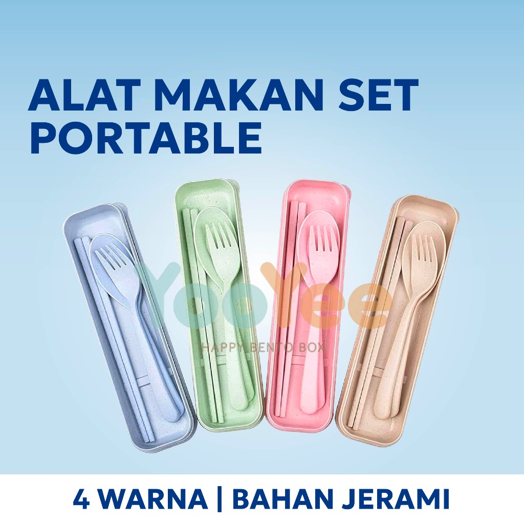 Jual Yooyee Gandum Sendok Garpu Sumpit Portabel Set Alat Makan Bahan