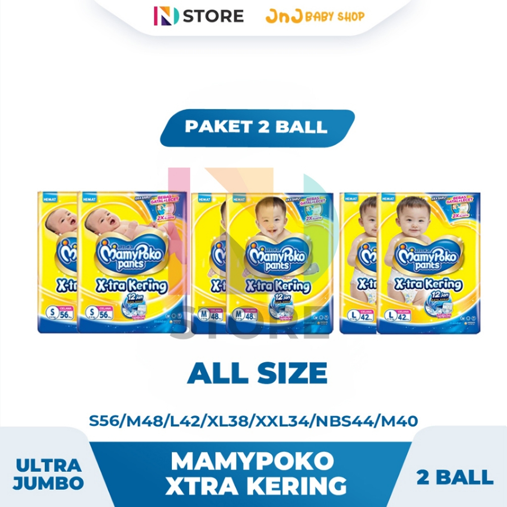 Jual MamyPoko Pants Xtra Kering S56 M48 L42 XL38 XXL34 Perekat NBS44