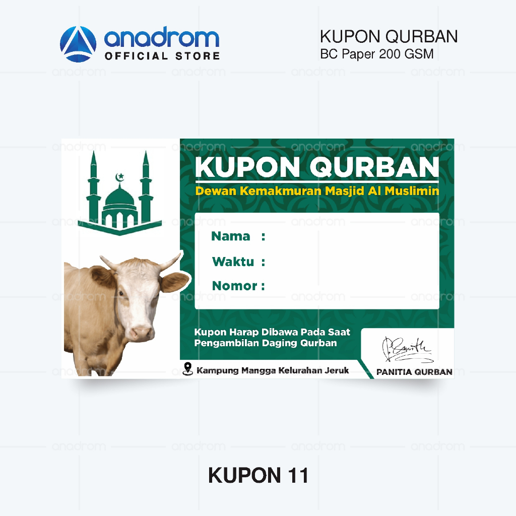 Jual Cetak Kartu Kupon Qurban Idul Adha Kupon Pengambilan Daging