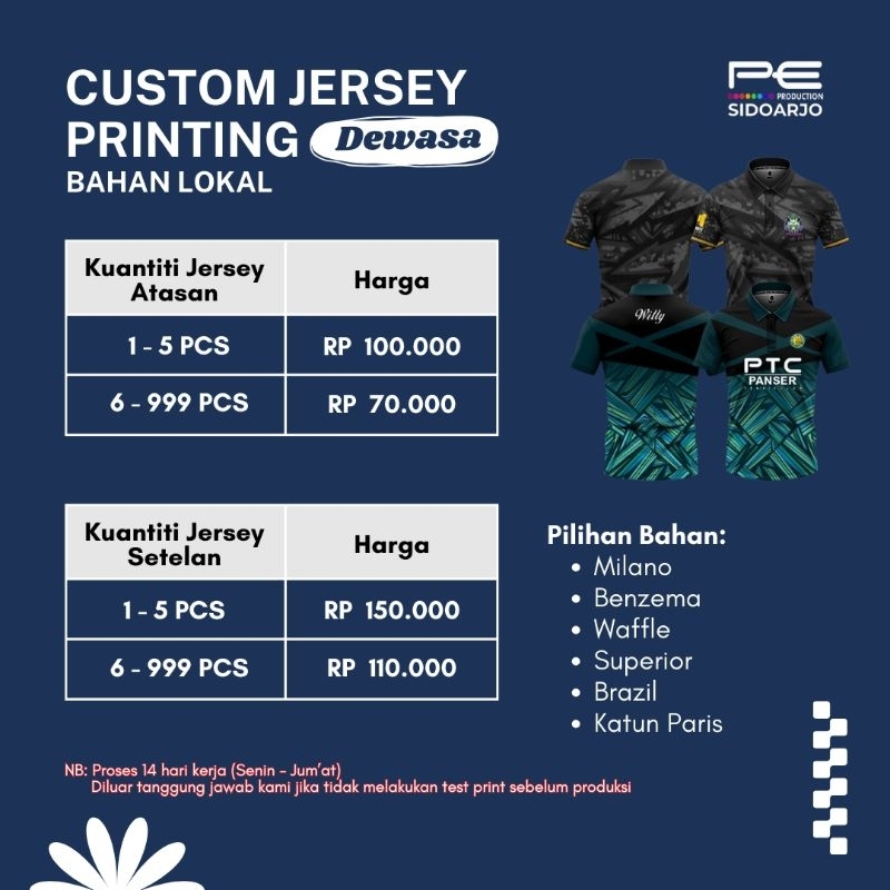 Jual JERSEY DEWASA SUBLIM FULL PRINTING CUSTOM DESAIN SUKA SUKA 100