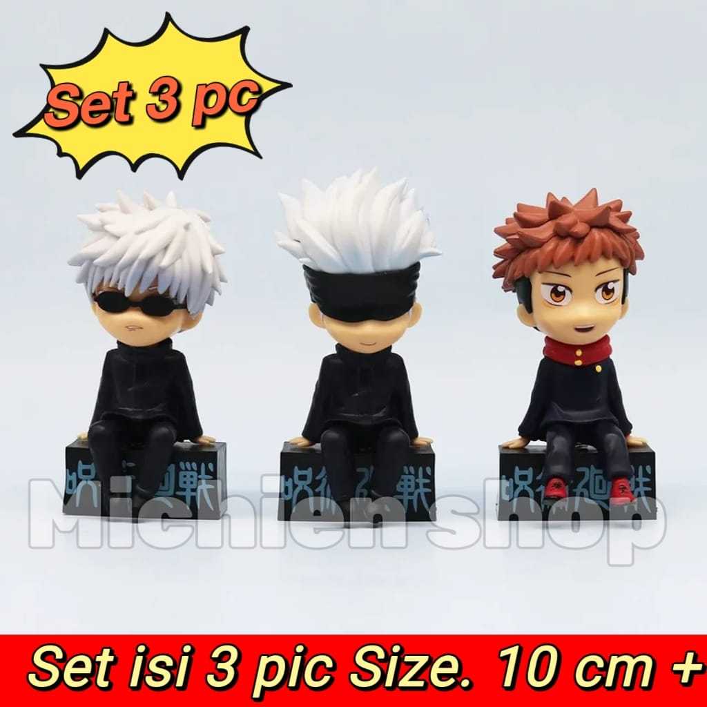 Jual Figure Jujutsu Kaisen Set Isi Pcs Itadori Yuji Gojo Satoru Duduk