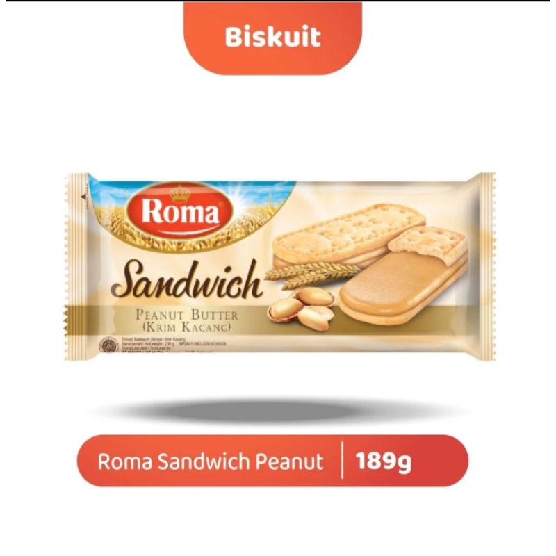 Jual Roti Roma Sandwich 206 Gr Biskuit Roma Sandwich Kacang Coklat