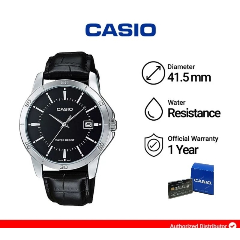 Jual Jam Tangan Pria CASIO MTP V004L 1A Black Dial Black Leather Band