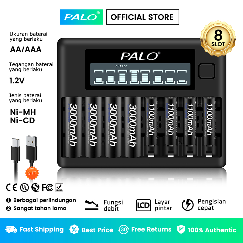 Jual PALO Battery Charger 8 Slot Pengisi Baterai AA AAA Shopee