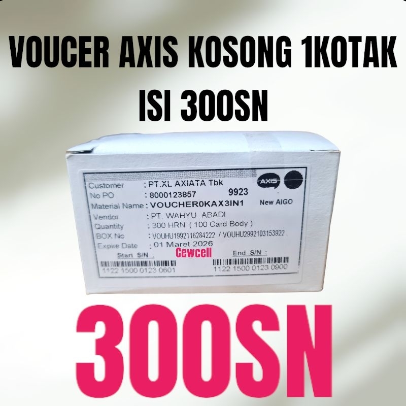 Jual VOUCER AXIS KOSONG 1BOX 300SN Shopee Indonesia