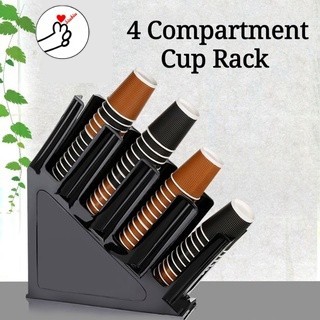 Jual Rak Tempat Gelas Cup Plastik 4 Slot Paper Cup Holder Coffee