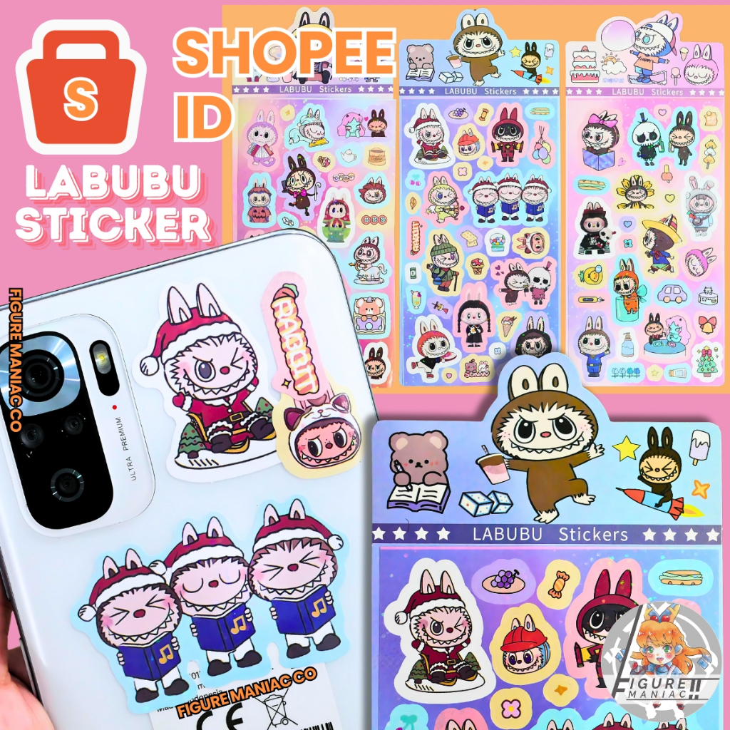 Jual Fm Labubu Sticker Renceng Aesthetic Lembar Premium Glitter