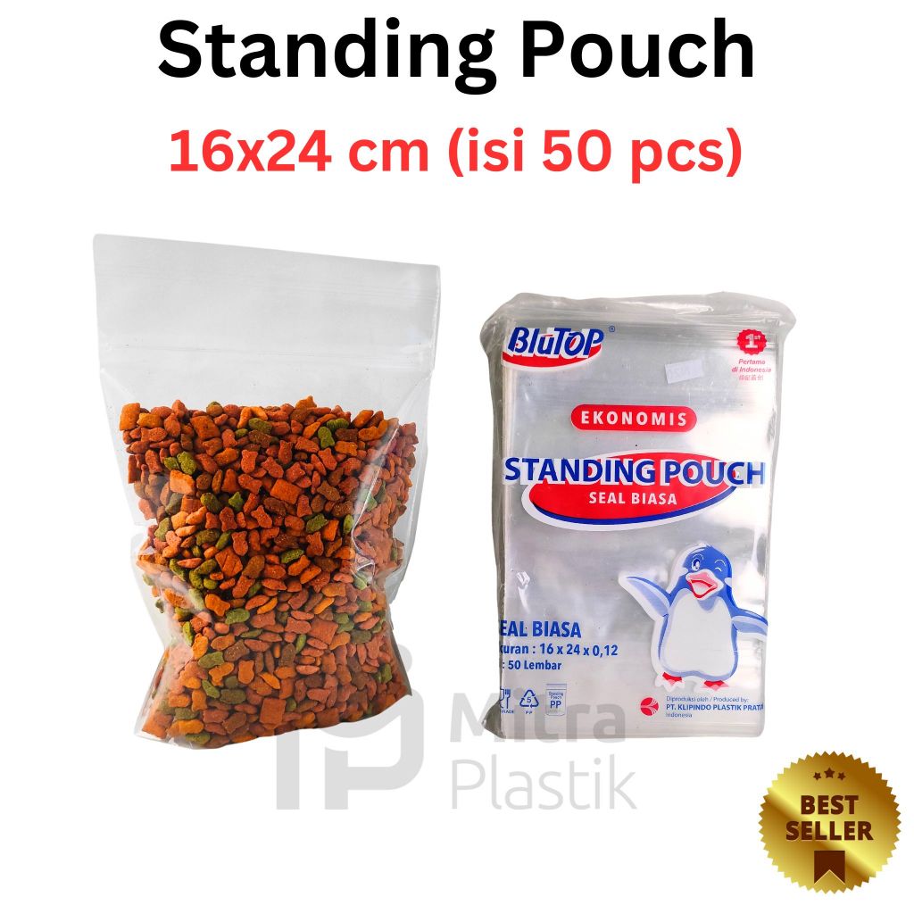 Jual Standing Pouch 16x24 Isi 50 Pcs Plastik Klip Berdiri 16 X 24