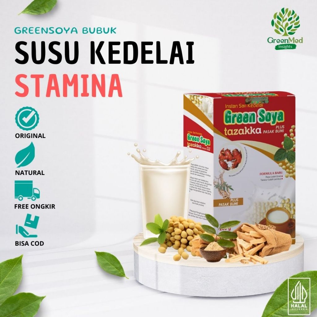 Jual SUSU KEDELAI BUBUK PROTEIN PASAK BUMI GREEN SOYA TAZAKKA 200GR