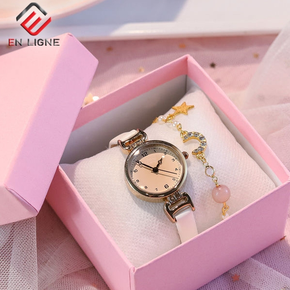 Jual En Ligne Jam Tangan Fashion Wanita Bulat Vintage Tali Kulit