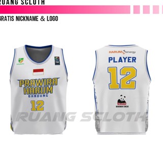 Jual KODE E22L Jersey Basket Prawira Harum Bandung White Terbaru Gratis