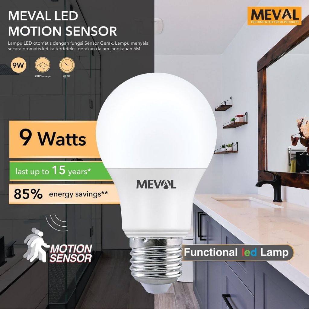 Jual Lampu Sensor Gerak Led Motion Sensor W Putih Meval Shopee