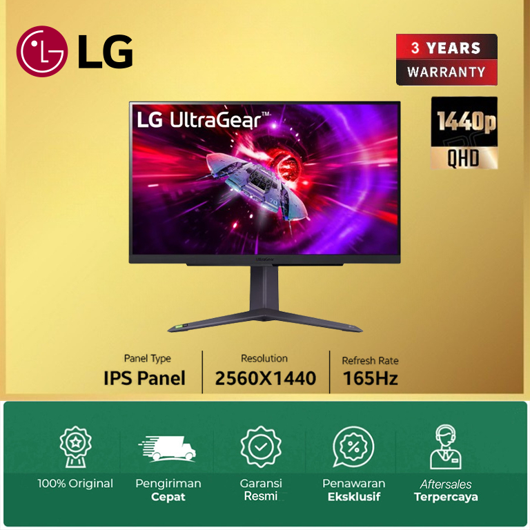 Jual Monitor LED LG UltraGear 27GR75Q B Gaming QHD 165Hz 27 Inch