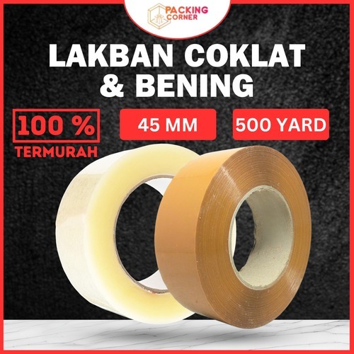 Jual Lakban Solatip Isolasi OPP Bening Coklat 2 Inch 45mm X 500 Yard