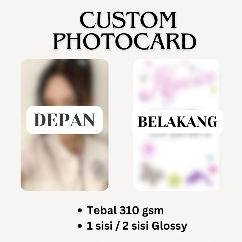 Jual Custom Photocard Sisi Atau Sisi Glossy Gsm Tebal Cetak