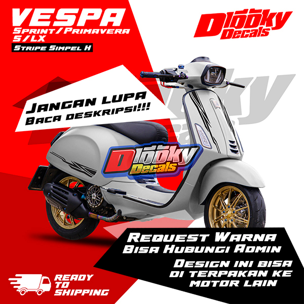 Jual Stiker Striping Cutting Vespa Sprint Primavera S LX Tipe Simpel H