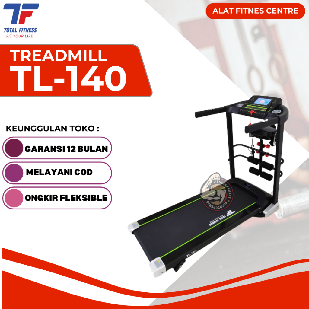 Jual Total Fitness TL 140 Treadmill Elektrik 3 Fungsi Motor Dc 2 Hp