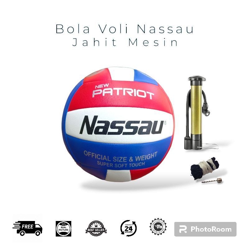 Jual BOLA VOLI VOLLEYBALL NASSAU JAHIT MESIN MURAH SOFT TOUCH DAN POMPA