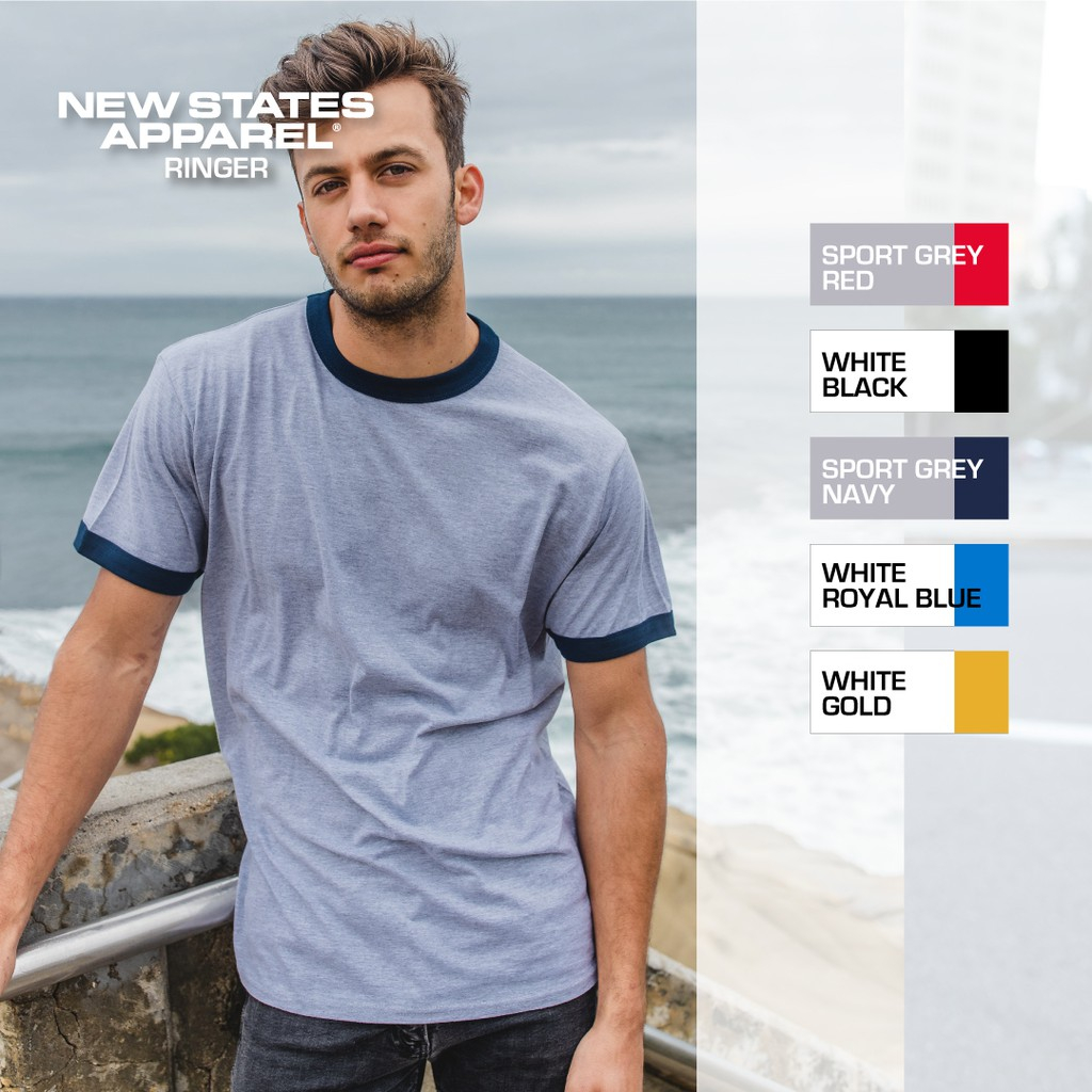 Jual PART 1 Kaos Polos New States Apparel Premium Cotton Ringer 7250