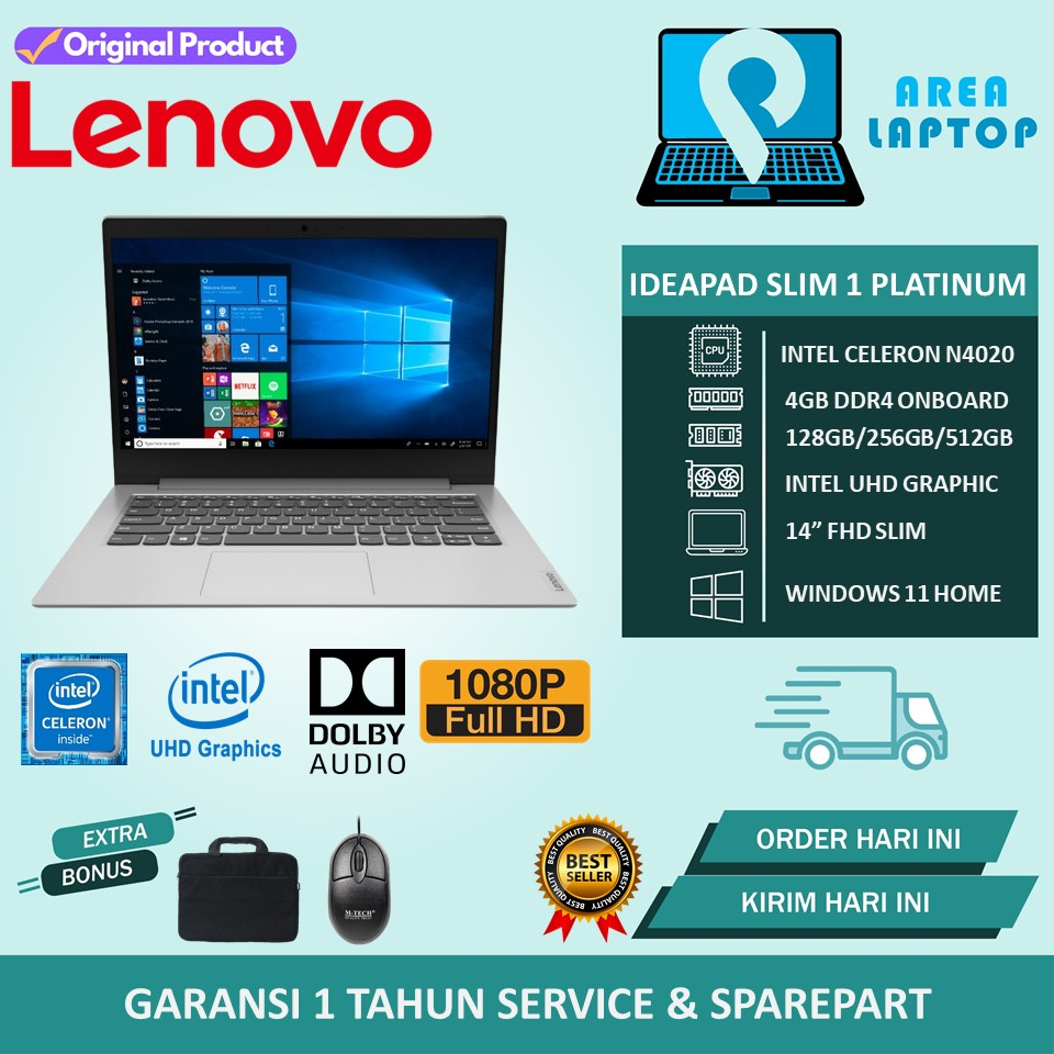 Jual Laptop Slim Lenovo Ideapad Slim Intel N Gb Gb Ssd Fhd