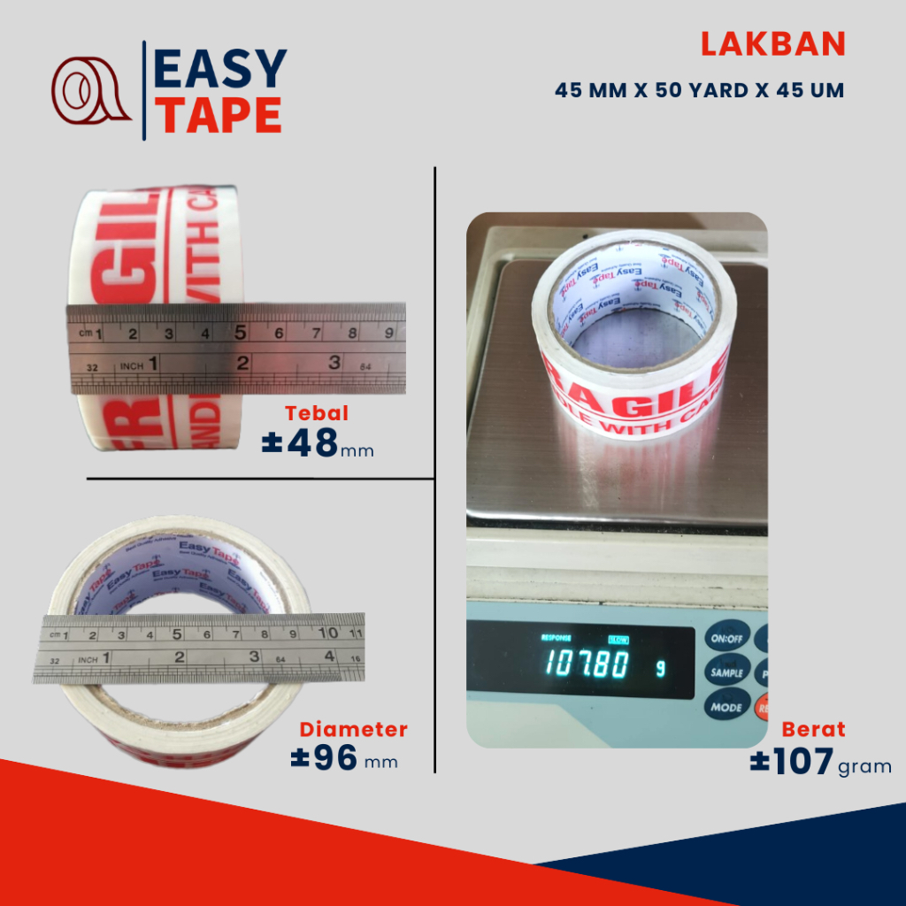 Jual Lakban Fragile Putih Pcs Slop Easy Tape Shopee Indonesia