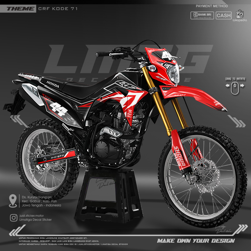 Jual Sticker Decal Crf 150 L Decal Crf Custom Super Glosy Desain