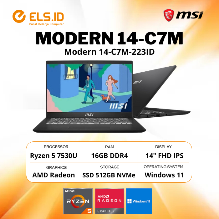 Jual Msi Modern C M Ryzen U Gb Ssd Gb Fhd W Ohs