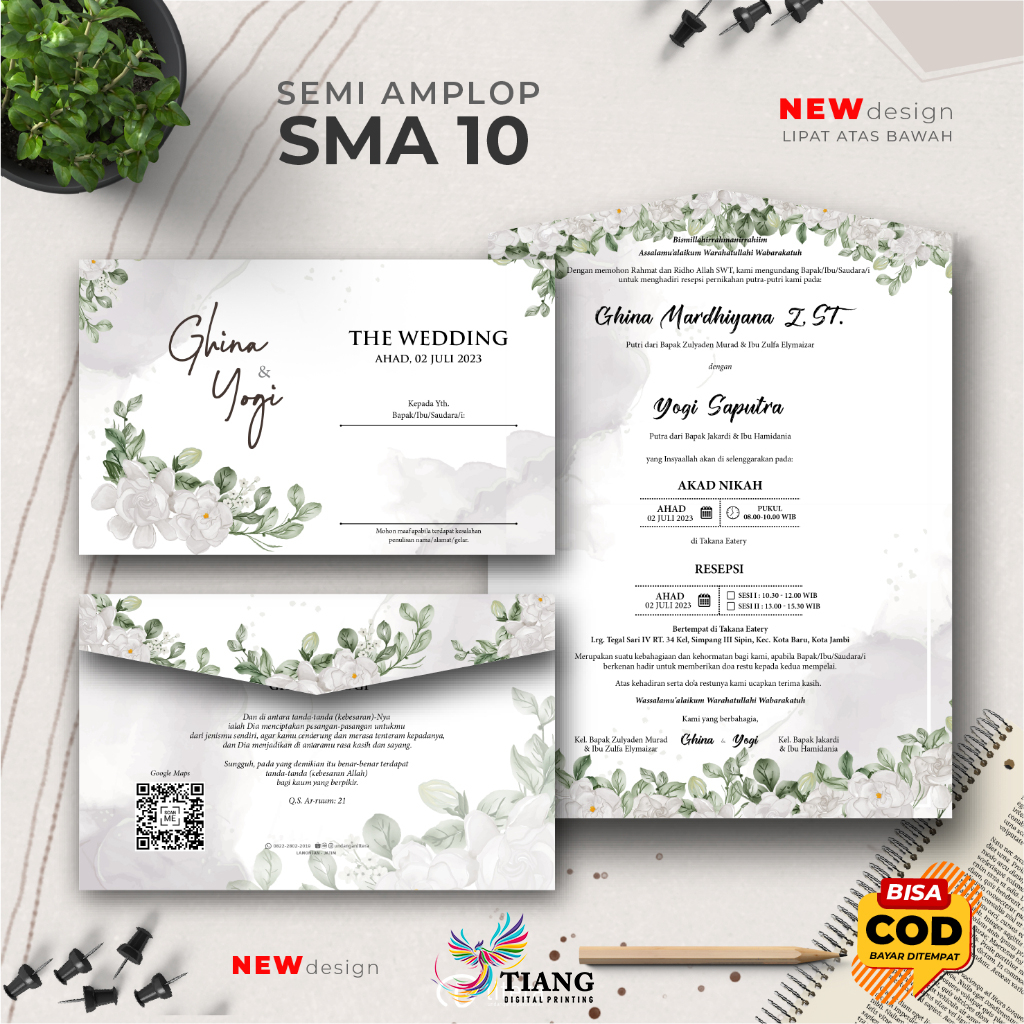 Jual SMA 10 UNDANGAN NIKAH SEMI AMPLOP AESTHETIC MODERN UNDANGAN