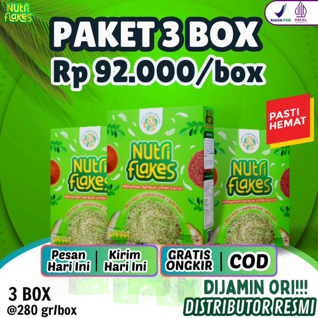 Jual Nutriflakes Kemasan Gram Sereal Umbi Garut Paket Box