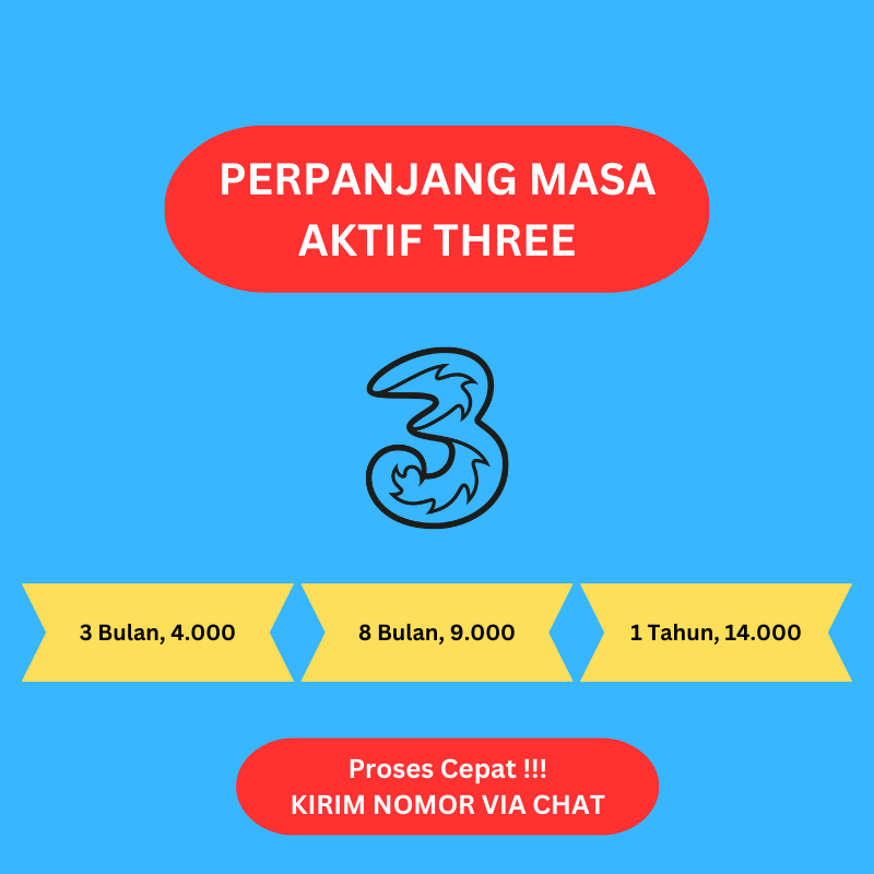 Jual Perpanjang Masa Aktif Kartu Tri Three Bulan Tahun