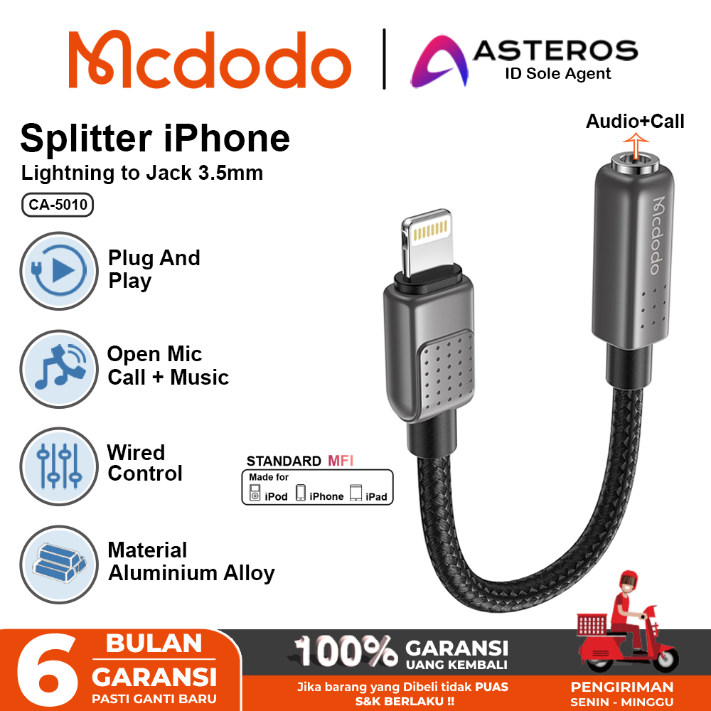 Jual Mcdodo Converter Splitter For Iphone Lightning To Jack Mm Audio