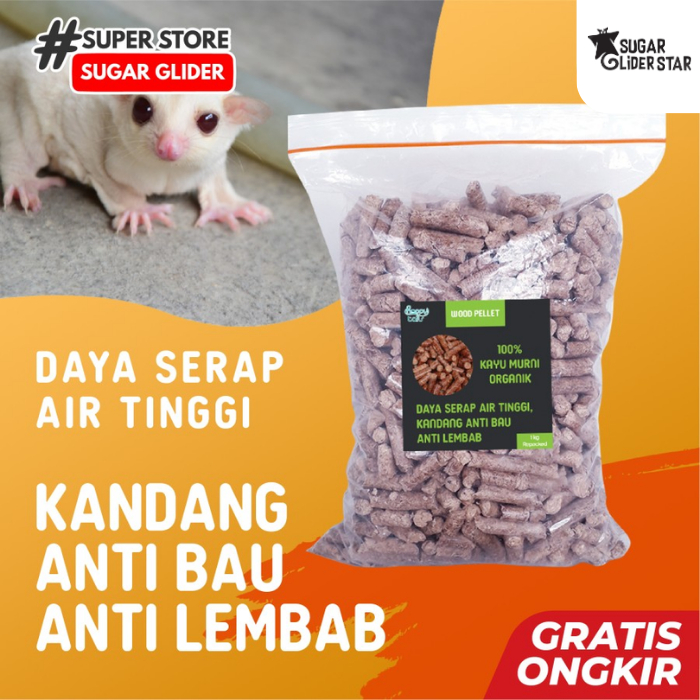 Jual Wood Pellet Alas Kandang Landak Mini Sugar Glider Repril Kelionci