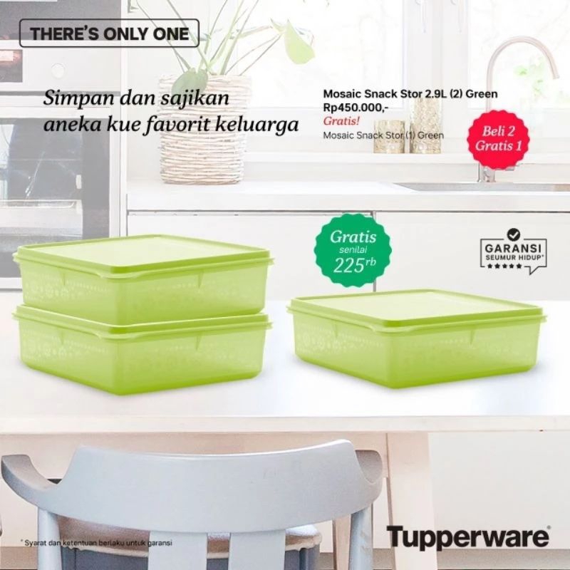 Jual Mosaic Snack Stor Tupperware Tempat Kue Tupperware Pcs