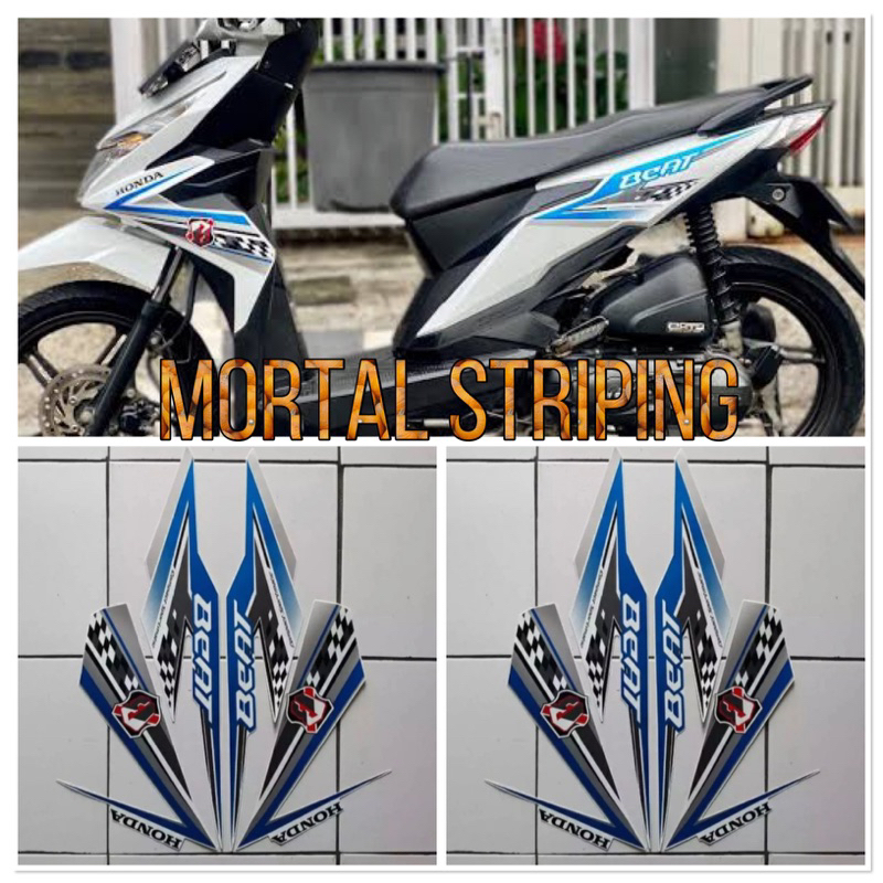 Jual Striping Stiker Lis Body Beat Fi Esp Putih Biru Shopee