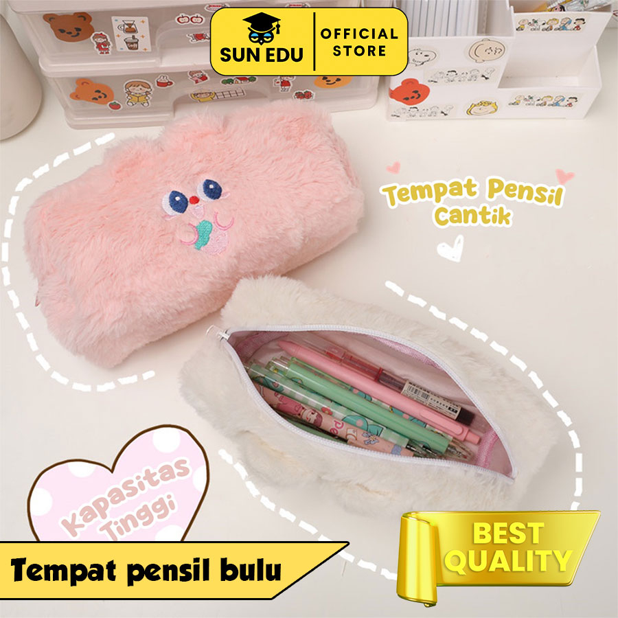 Jual Tempat Pensil Bulu Soft Cute Tas Pensil Kosmetik Pouch Makeup