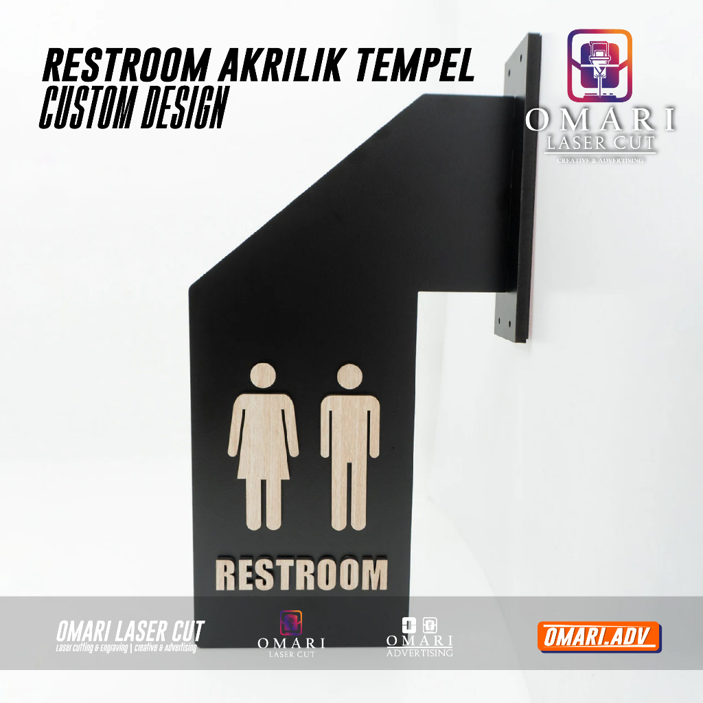 Jual Sign Toilet Restroom Akrilik Timbul Label Penunjuk Wc Restroom