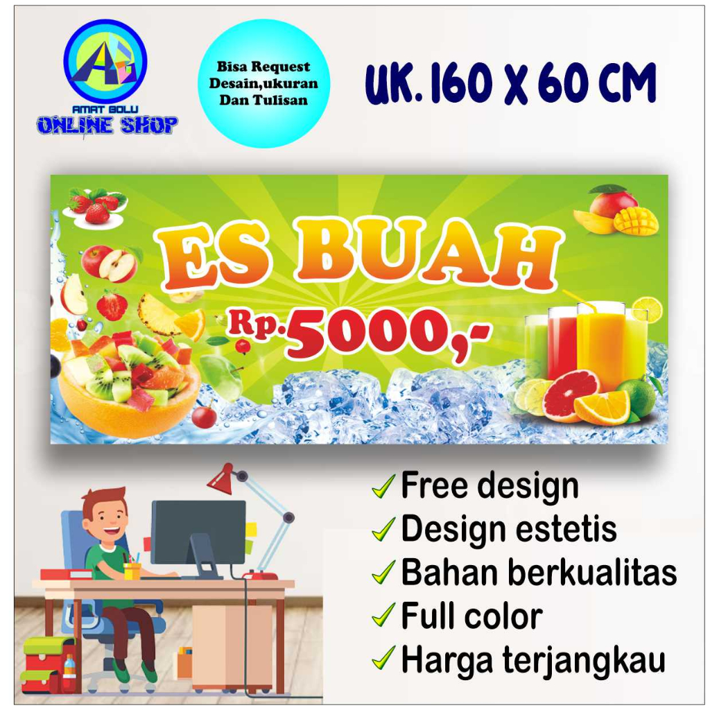 Jual SPANDUK ES BUAH UKURAN 160X60 BISA REQUEST Shopee Indonesia