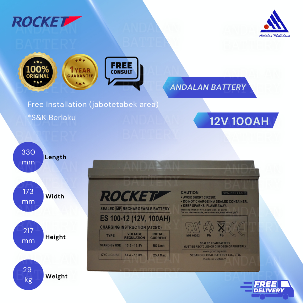 Jual Baterai Ups Ica Rocket V Ah Vrla Es Aki Kering V