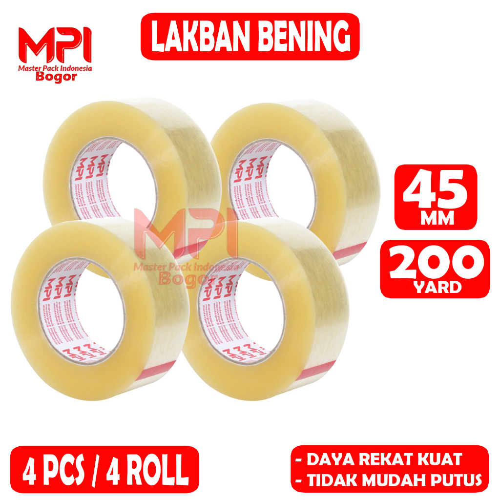 Jual 4 PCS Lakban Bening JUMBO MPI 45 Mm X 200 Yard Lakban Packing