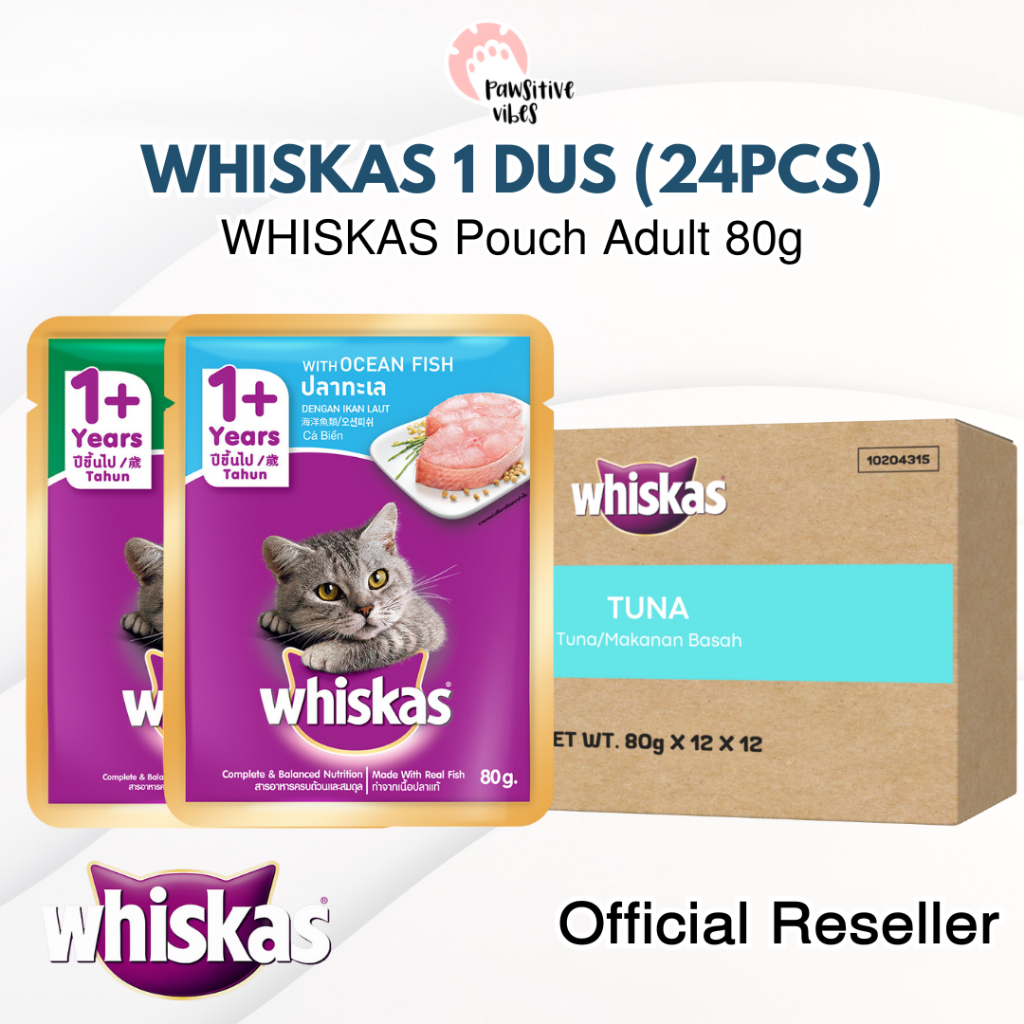 Jual WHISKAS ADULT Pouch 1 DUS Isi 24 PCS Makanan Kucing Basah