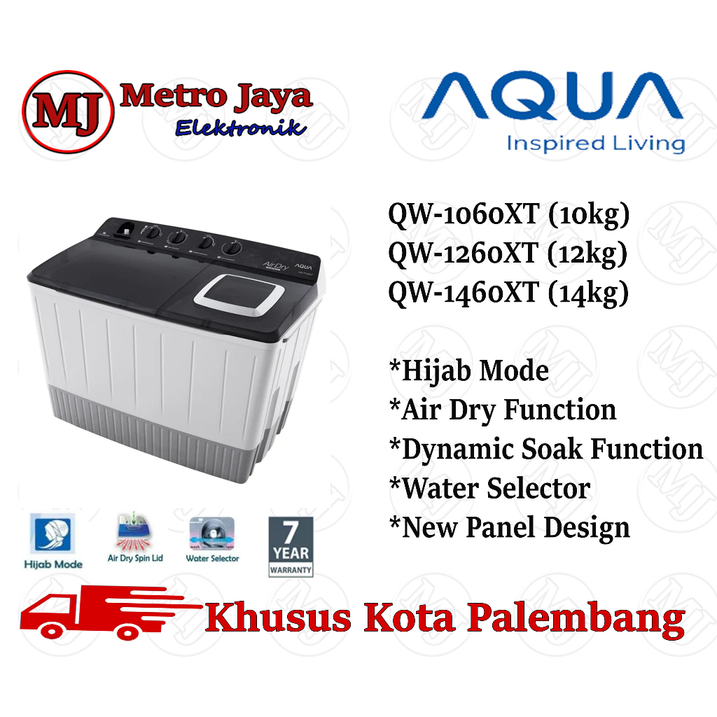 Jual Mesin Cuci 2 Tabung AQUA QW 1060XT 10kg Garansi Motor 7 Tahun QW