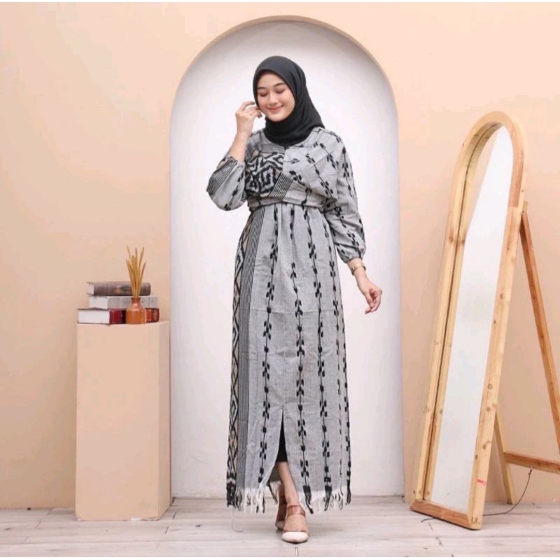 Jual Long Dress Dres Tenun Ikat Asli Baju Dres Tenun Baju Etnik