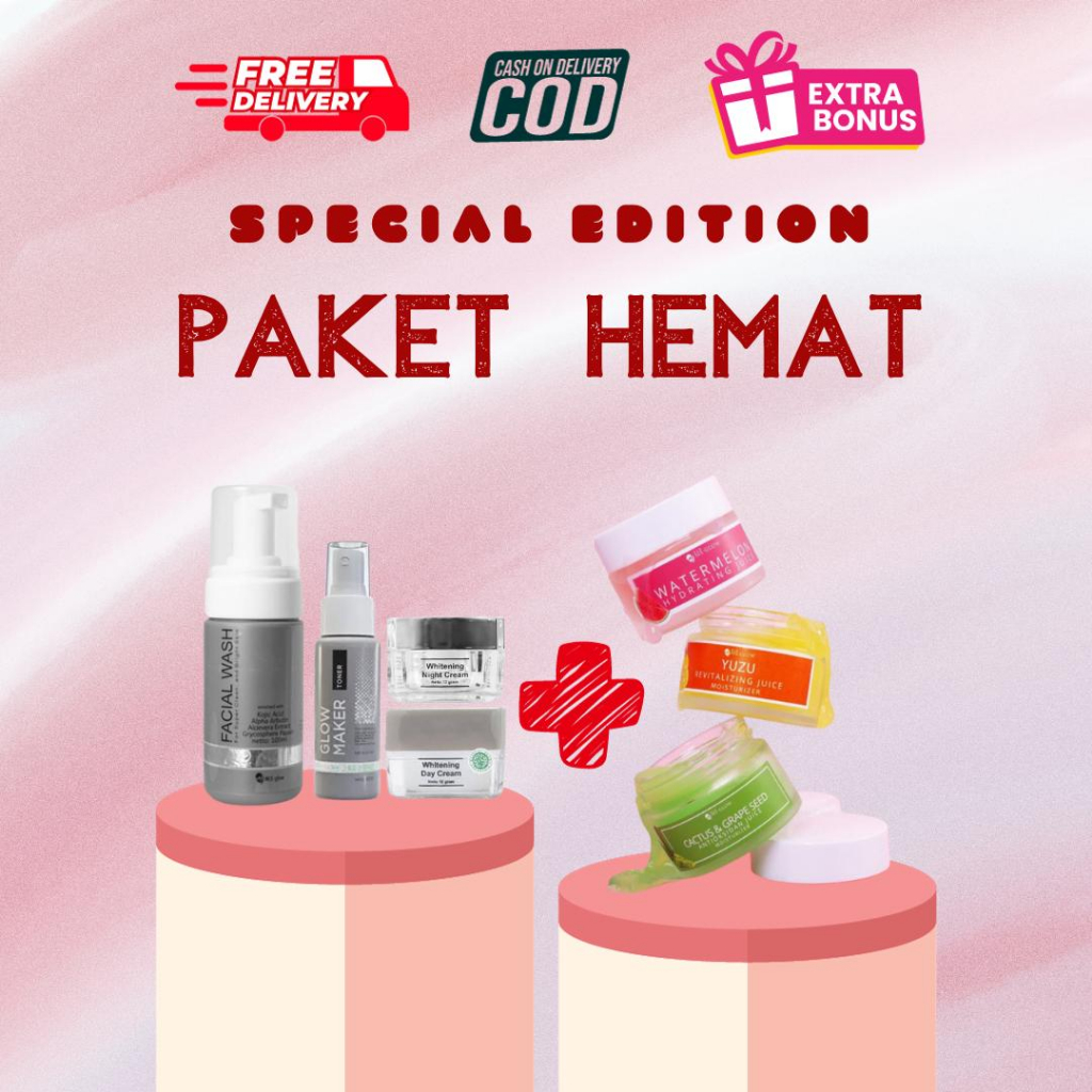 Jual PAKET WAJAH MS GLOW FREE HYDRATING MOISTURIZER WATERMELON KAKTUS